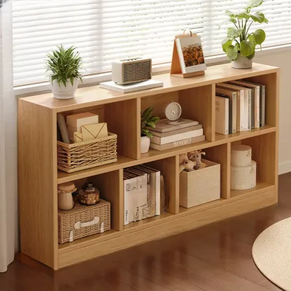 Modern Wooden Compact Bookcase Home Office Shelves Image - 8