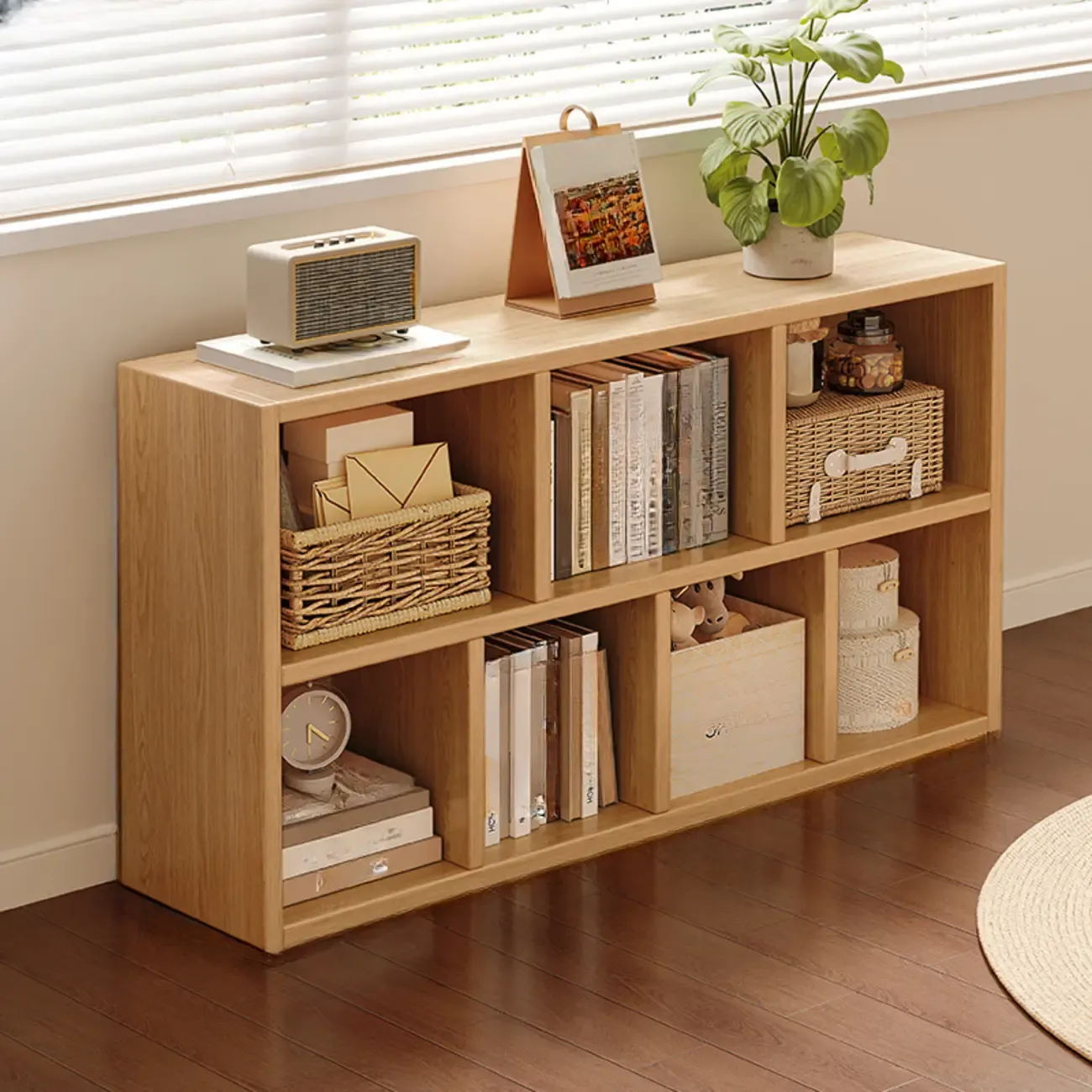 Modern Wooden Compact Bookcase Home Office Shelves Image - 5