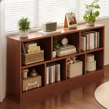 Modern Wooden Compact Bookcase Home Office Shelves Image - 9