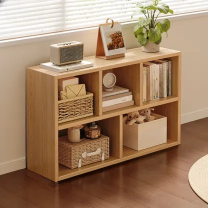 Modern Wooden Compact Bookcase Home Office Shelves Image - 3