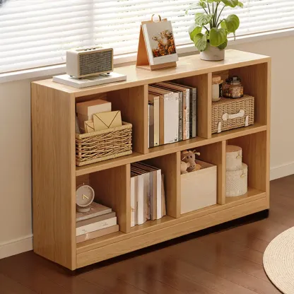 Modern Wooden Compact Bookcase Home Office Shelves Image - 10