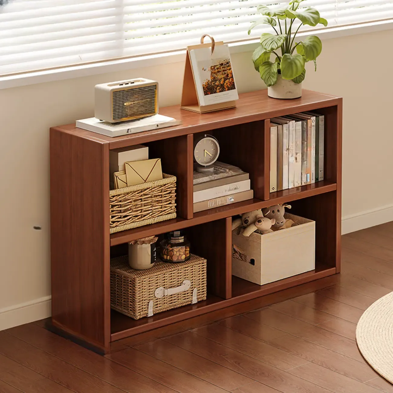 Modern Wooden Compact Bookcase Home Office Shelves Image - 4