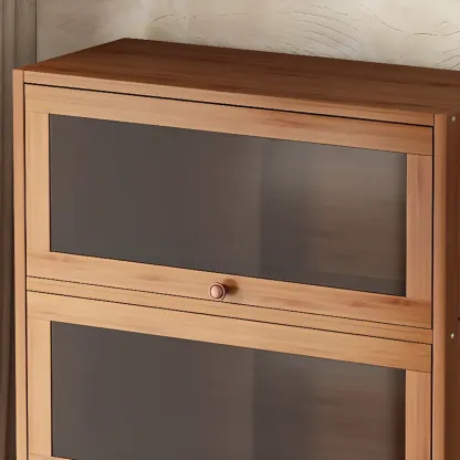 Pecan Wood Closed Back Organizer with Glass Doors Image - 4