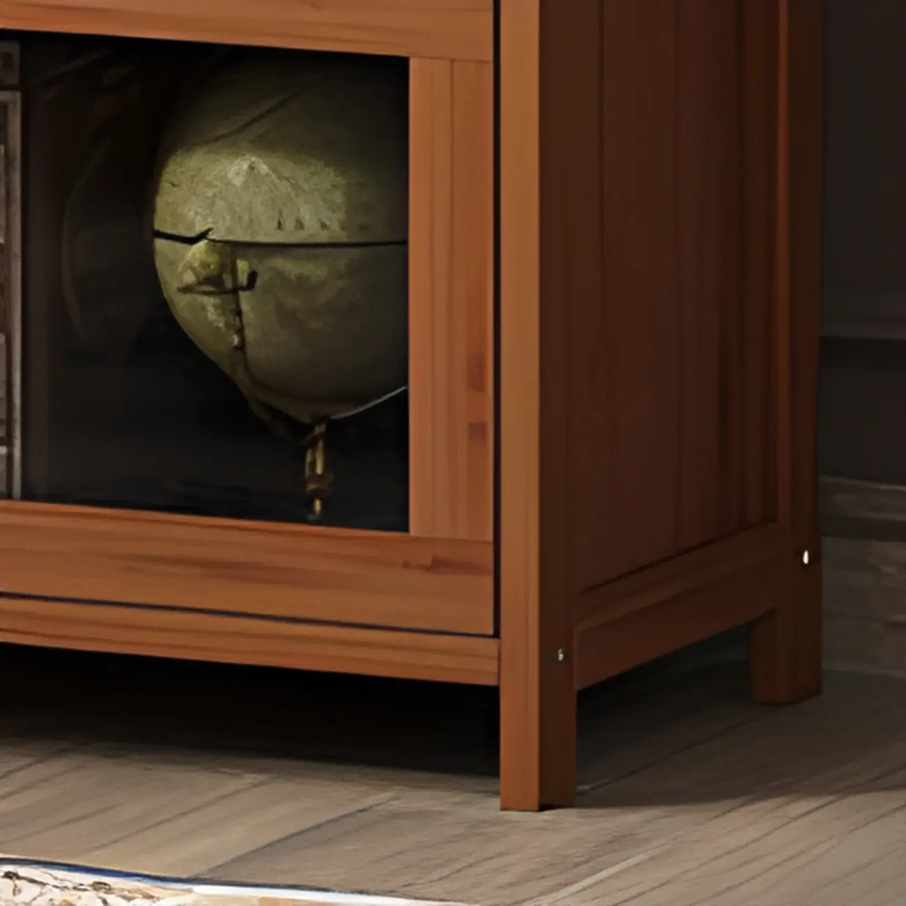 Pecan Wood Closed Back Organizer with Glass Doors Image - 5 | homeyfad