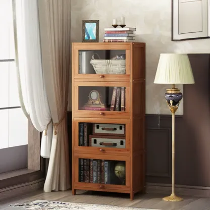 Pecan Wood Closed Back Organizer with Glass Doors Image - 15