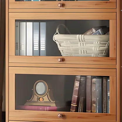 Pecan Wood Closed Back Organizer with Glass Doors Image - 21