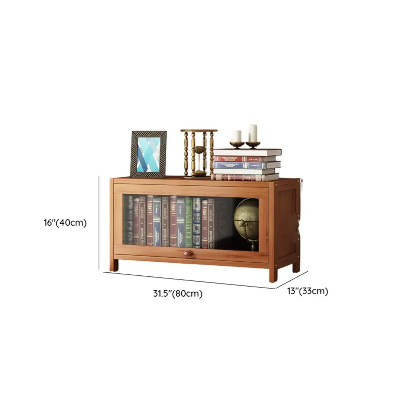 Pecan Wood Closed Back Organizer with Glass Doors Image - 25
