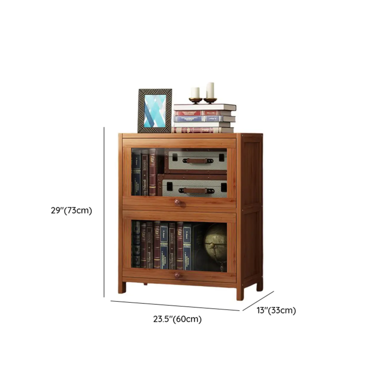 Pecan Wood Closed Back Organizer with Glass Doors Image - 26 | homeyfad