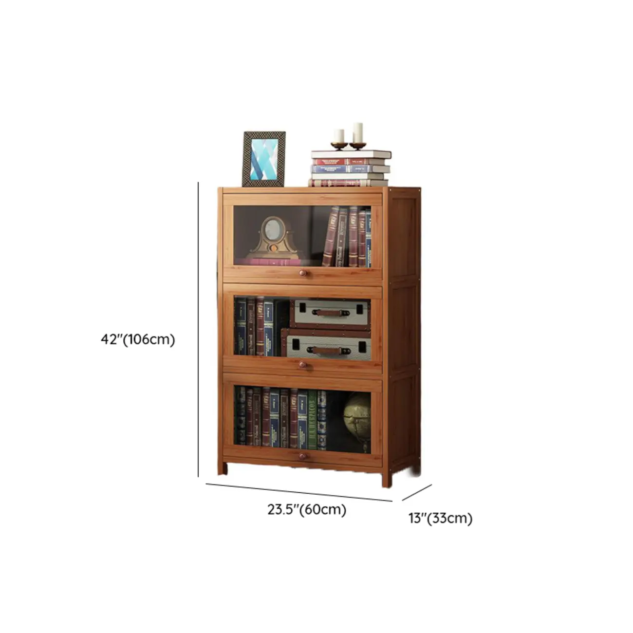 Pecan Wood Closed Back Organizer with Glass Doors Image - 28 | homeyfad