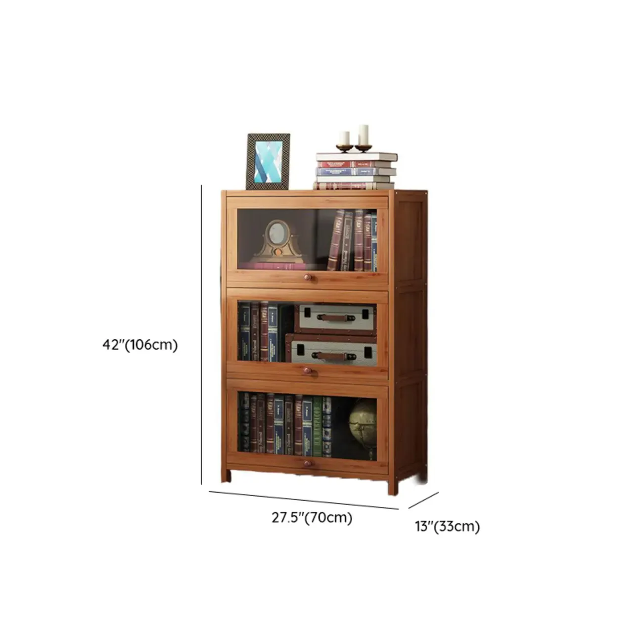 Pecan Wood Closed Back Organizer with Glass Doors Image - 29