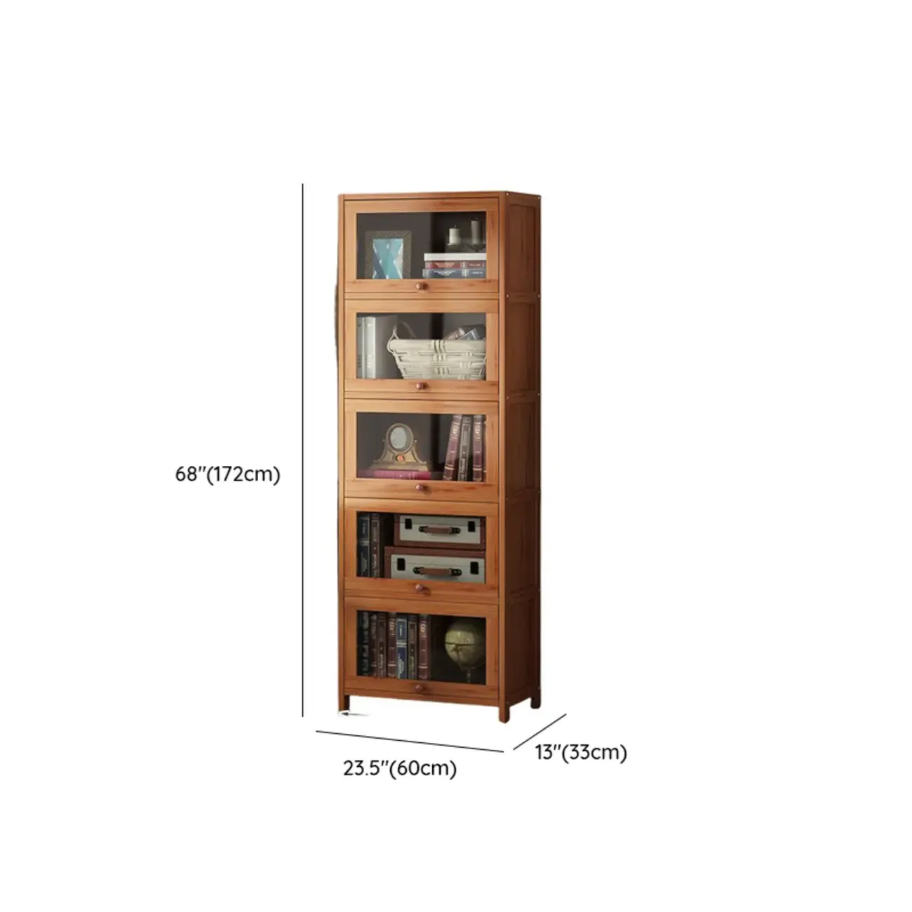 Pecan Wood Closed Back Organizer with Glass Doors Image - 30