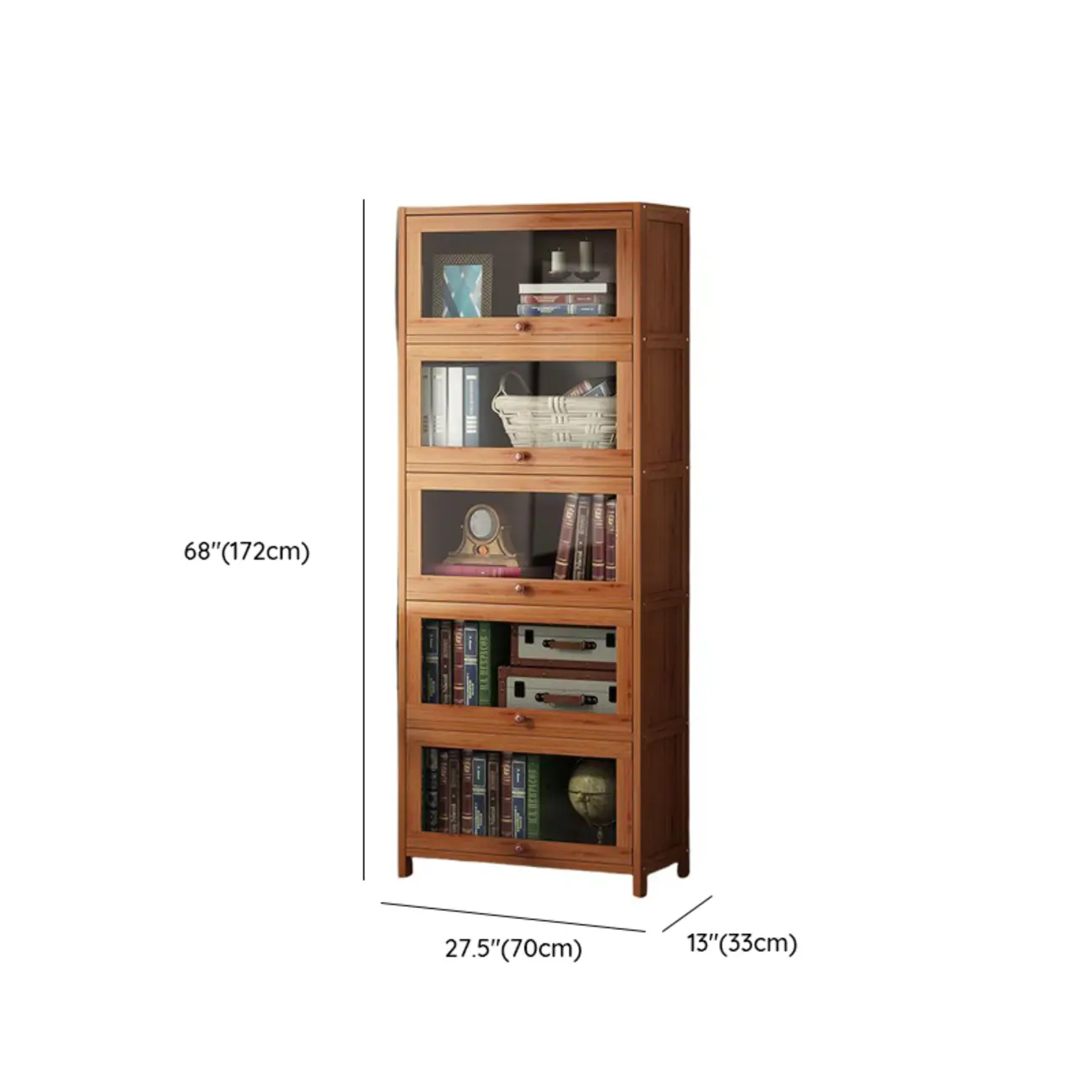 Pecan Wood Closed Back Organizer with Glass Doors Image - 31 | homeyfad