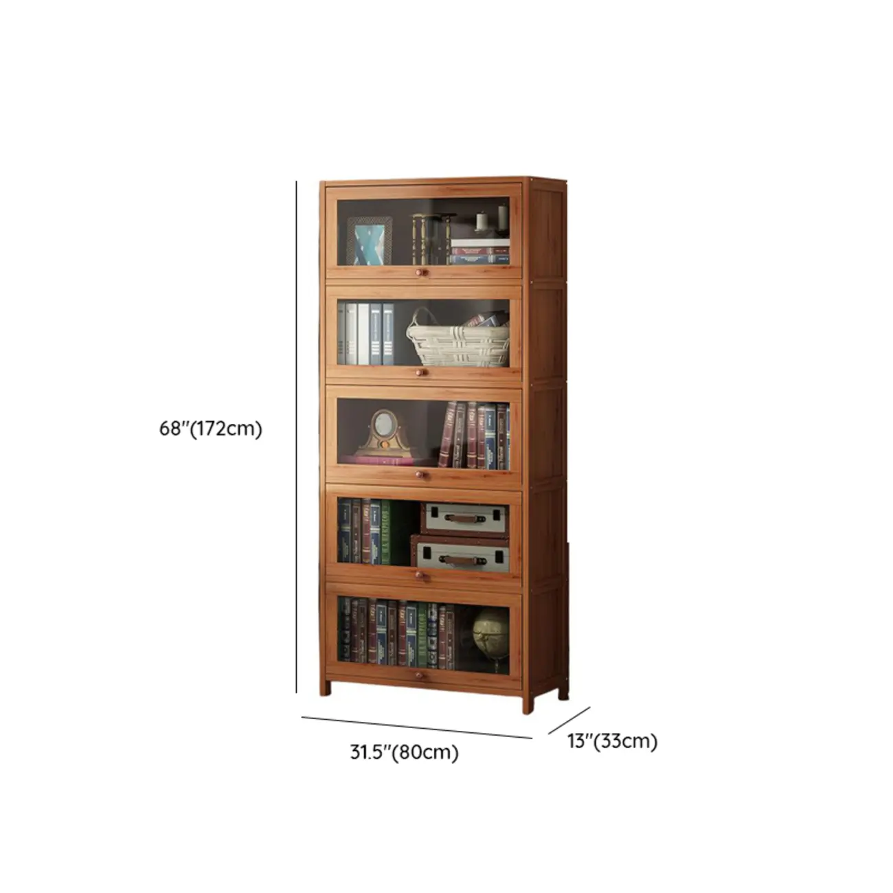 Pecan Wood Closed Back Organizer with Glass Doors Image - 32 | homeyfad
