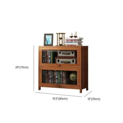 Pecan Wood Closed Back Organizer with Glass Doors Image - 33