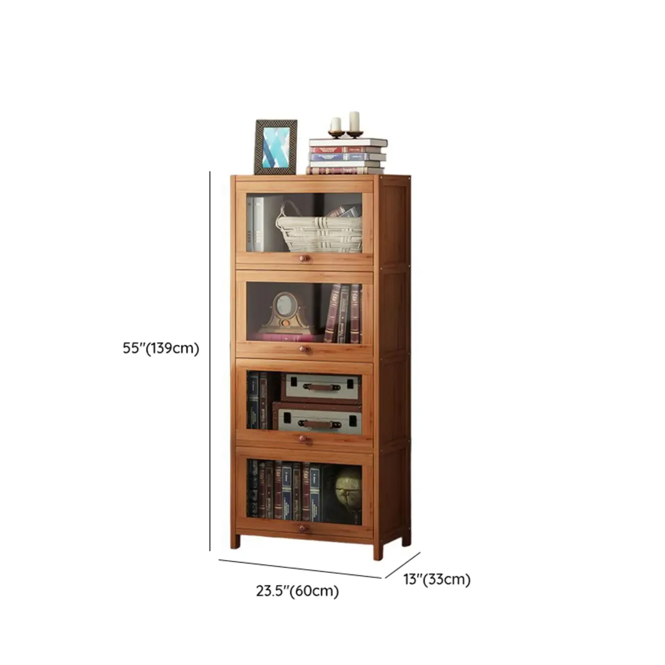 Pecan Wood Closed Back Organizer with Glass Doors Image - 34