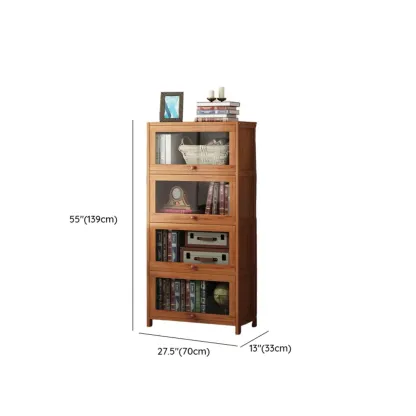 Pecan Wood Closed Back Organizer with Glass Doors Image - 35