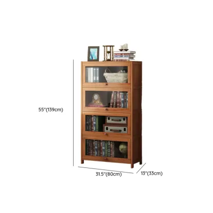 Pecan Wood Closed Back Organizer with Glass Doors Image - 36