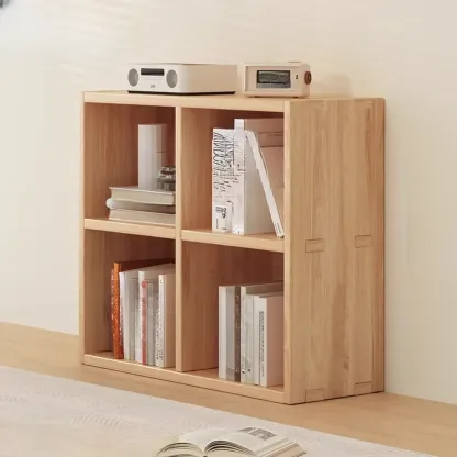 Natural Wood Horizontal Bookcase Cube Organizer Image - 2