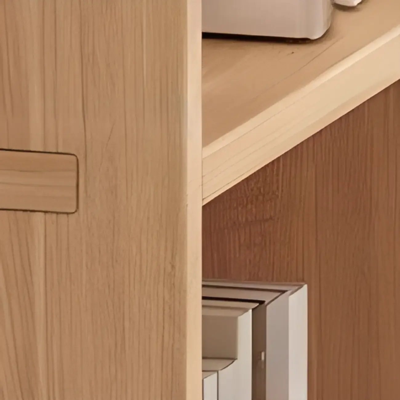 Natural Wood Horizontal Bookcase Cube Organizer Image - 19