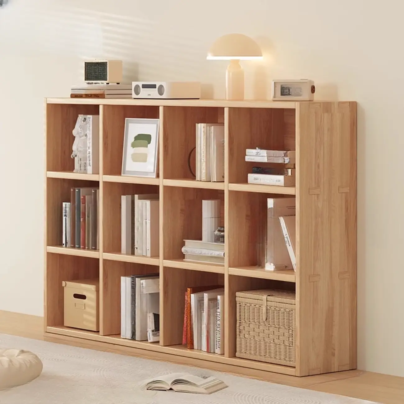 Natural Wood Horizontal Bookcase Cube Organizer Image - 14 | homeyfad