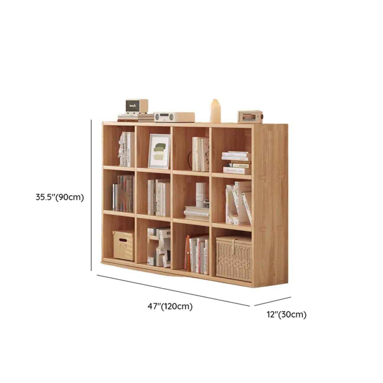 Natural Wood Horizontal Bookcase Cube Organizer Image - 23 | homeyfad