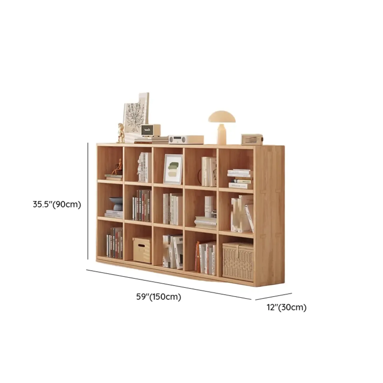 Natural Wood Horizontal Bookcase Cube Organizer Image - 24