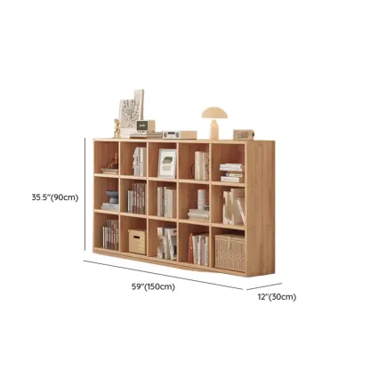 Natural Wood Horizontal Bookcase Cube Organizer Image - 24