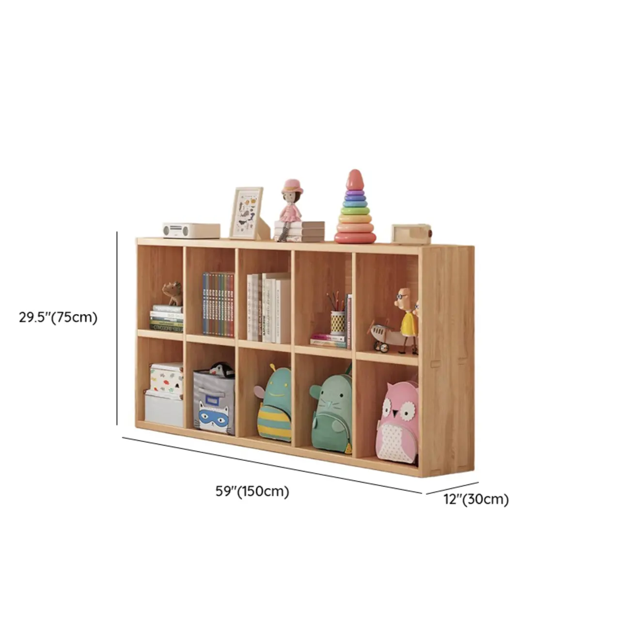 Natural Wood Horizontal Bookcase Cube Organizer Image - 30 | homeyfad