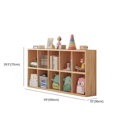 Natural Wood Horizontal Bookcase Cube Organizer Image - 30