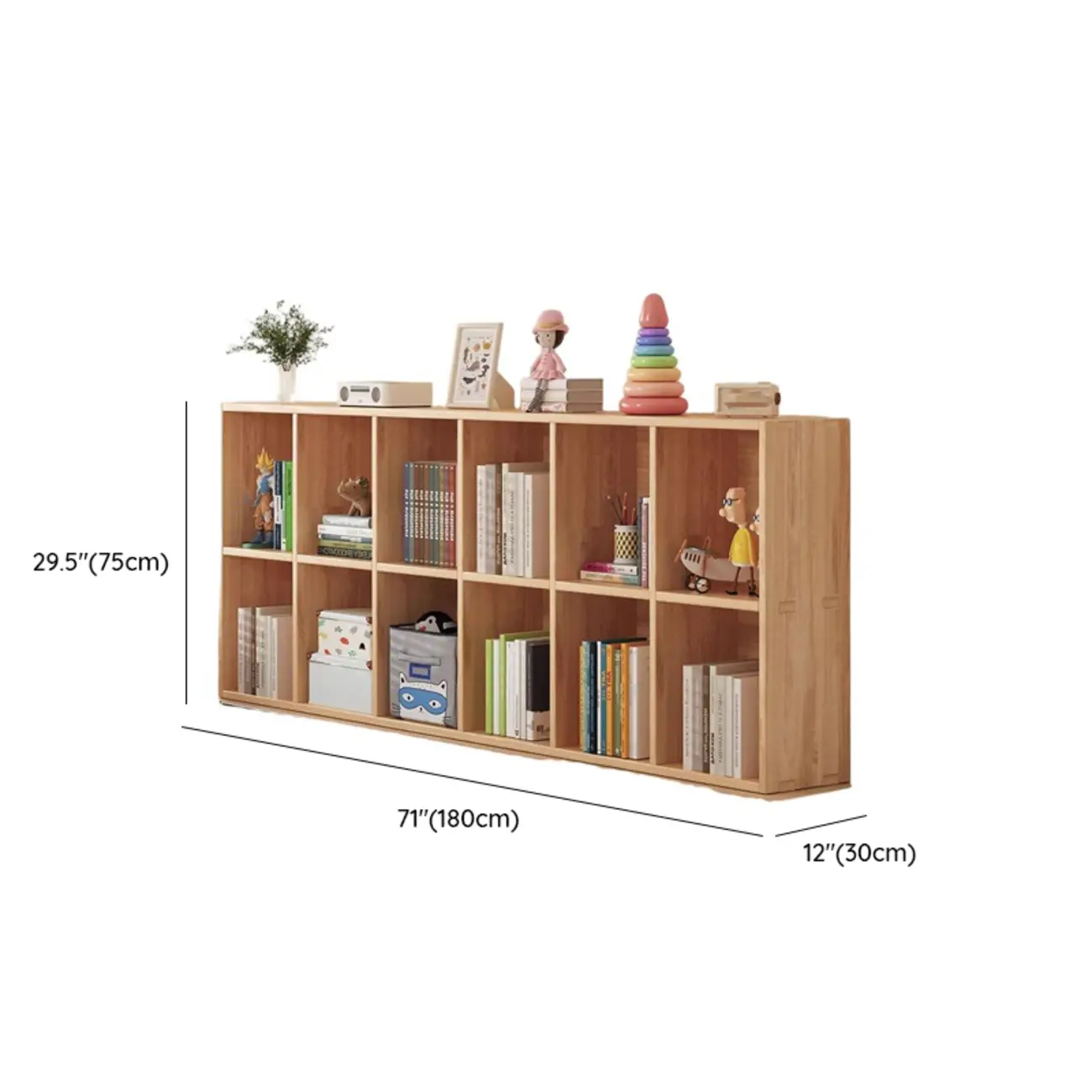 Natural Wood Horizontal Bookcase Cube Organizer Image - 31 | homeyfad