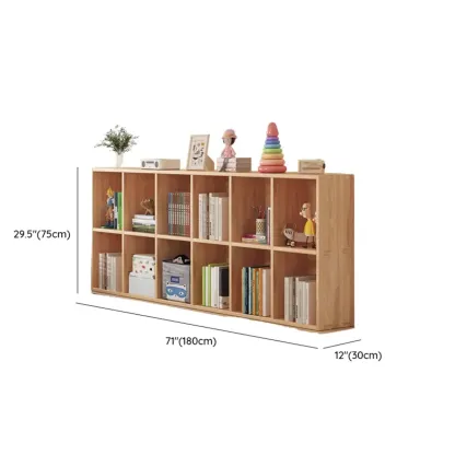 Natural Wood Horizontal Bookcase Cube Organizer Image - 31