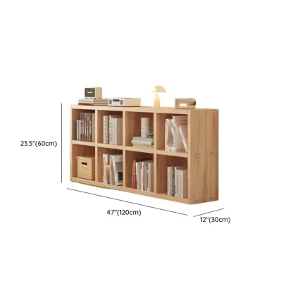 Natural Wood Horizontal Bookcase Cube Organizer Image - 32
