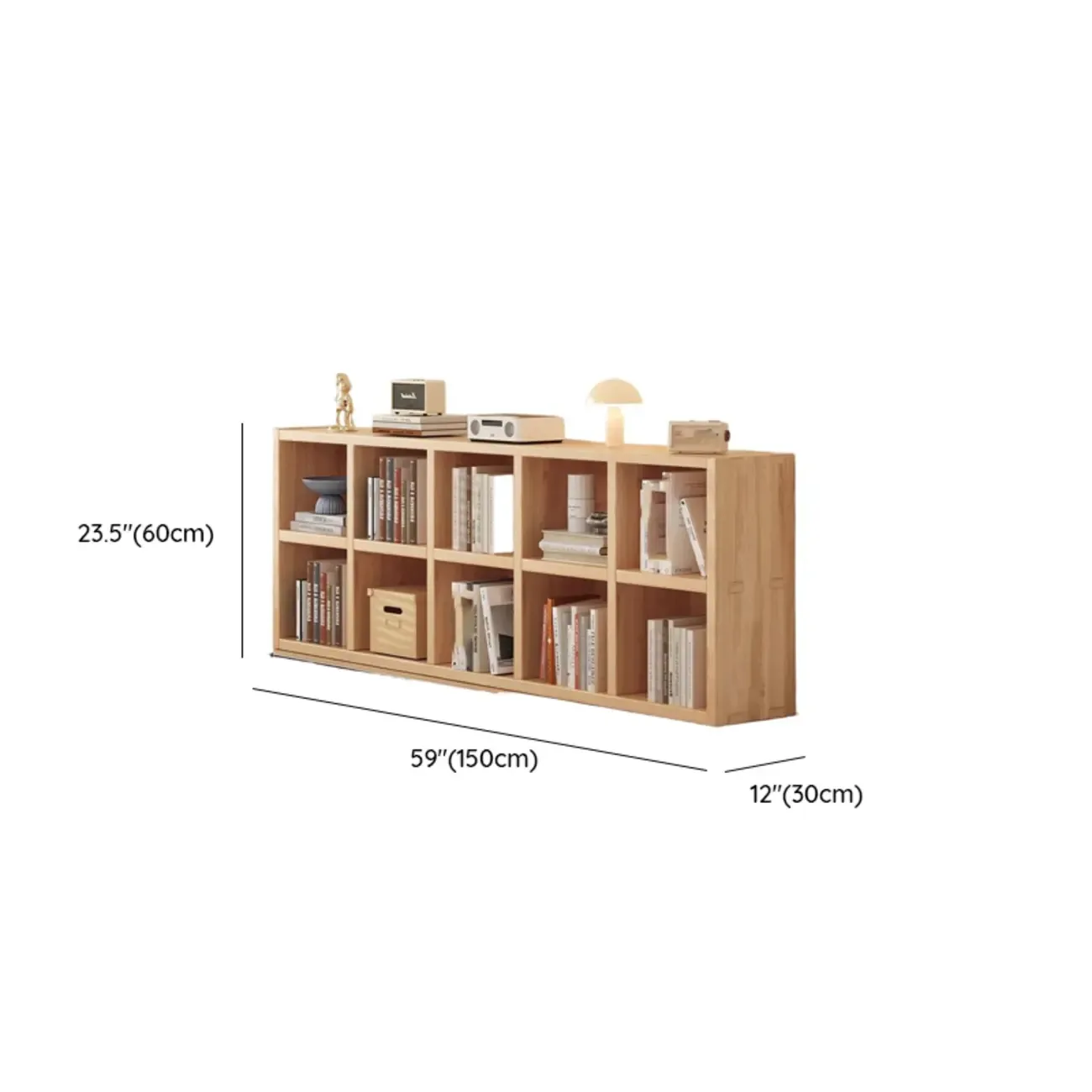 Natural Wood Horizontal Bookcase Cube Organizer Image - 33
