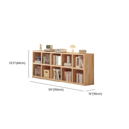 Natural Wood Horizontal Bookcase Cube Organizer Image - 33