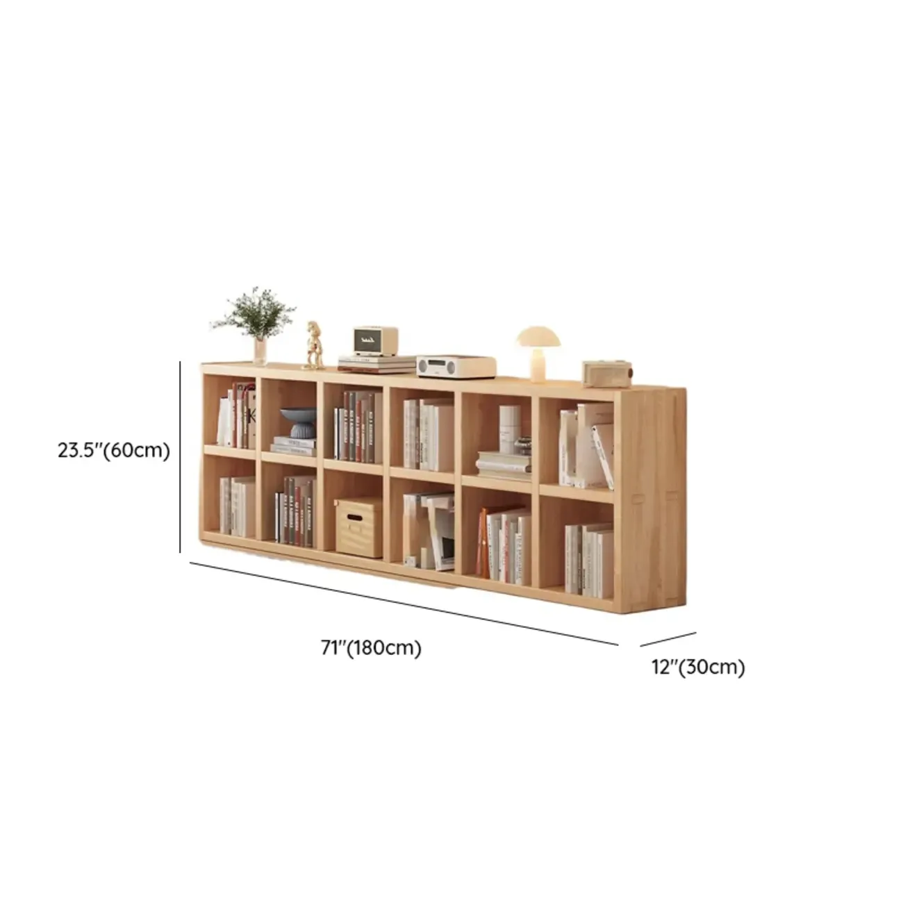 Natural Wood Horizontal Bookcase Cube Organizer Image - 34