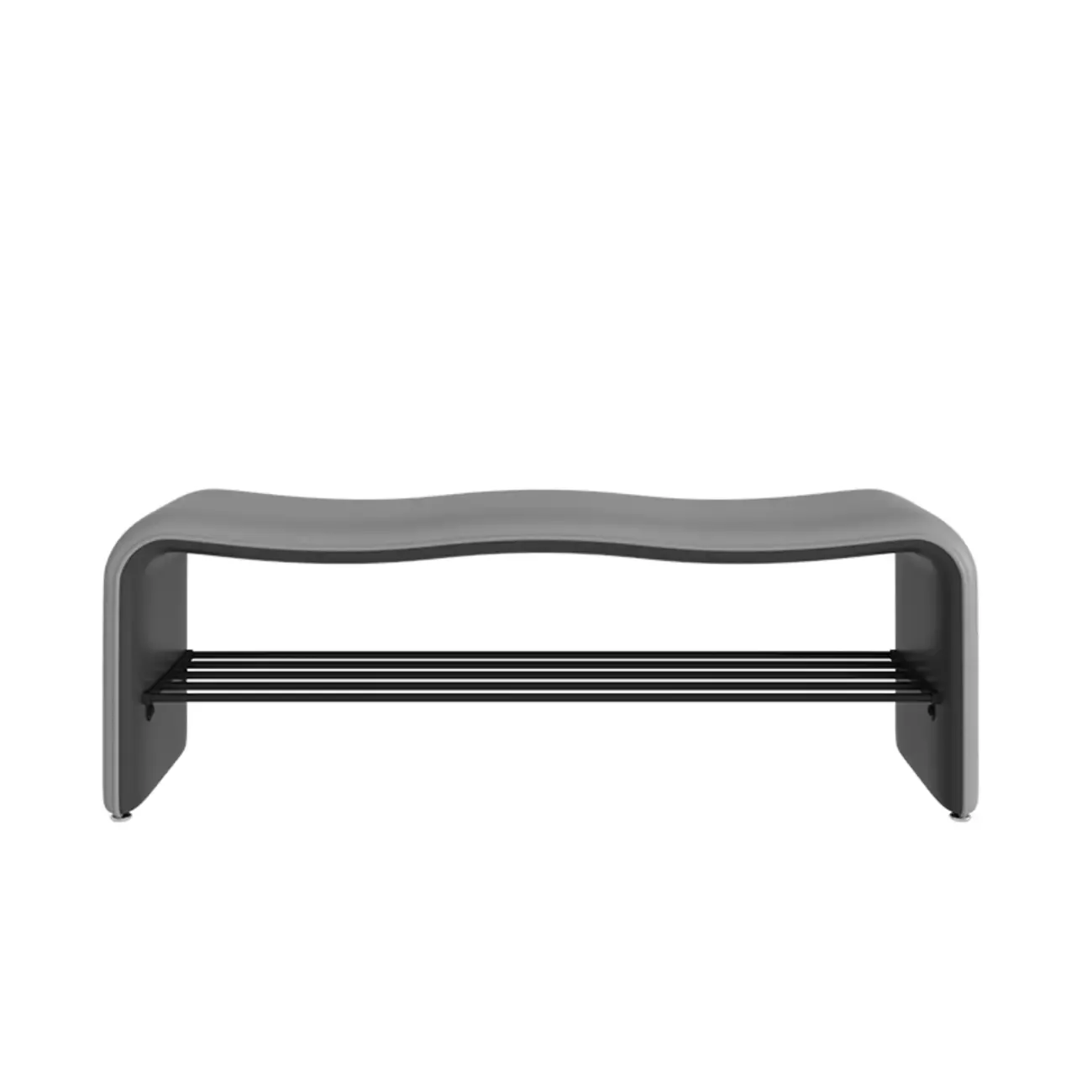 2-Seat Upholstered Metal Solid Color Storage Entryway Bench Image - 9