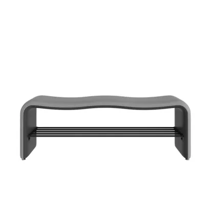 2-Seat Upholstered Metal Solid Color Storage Entryway Bench Image - 9
