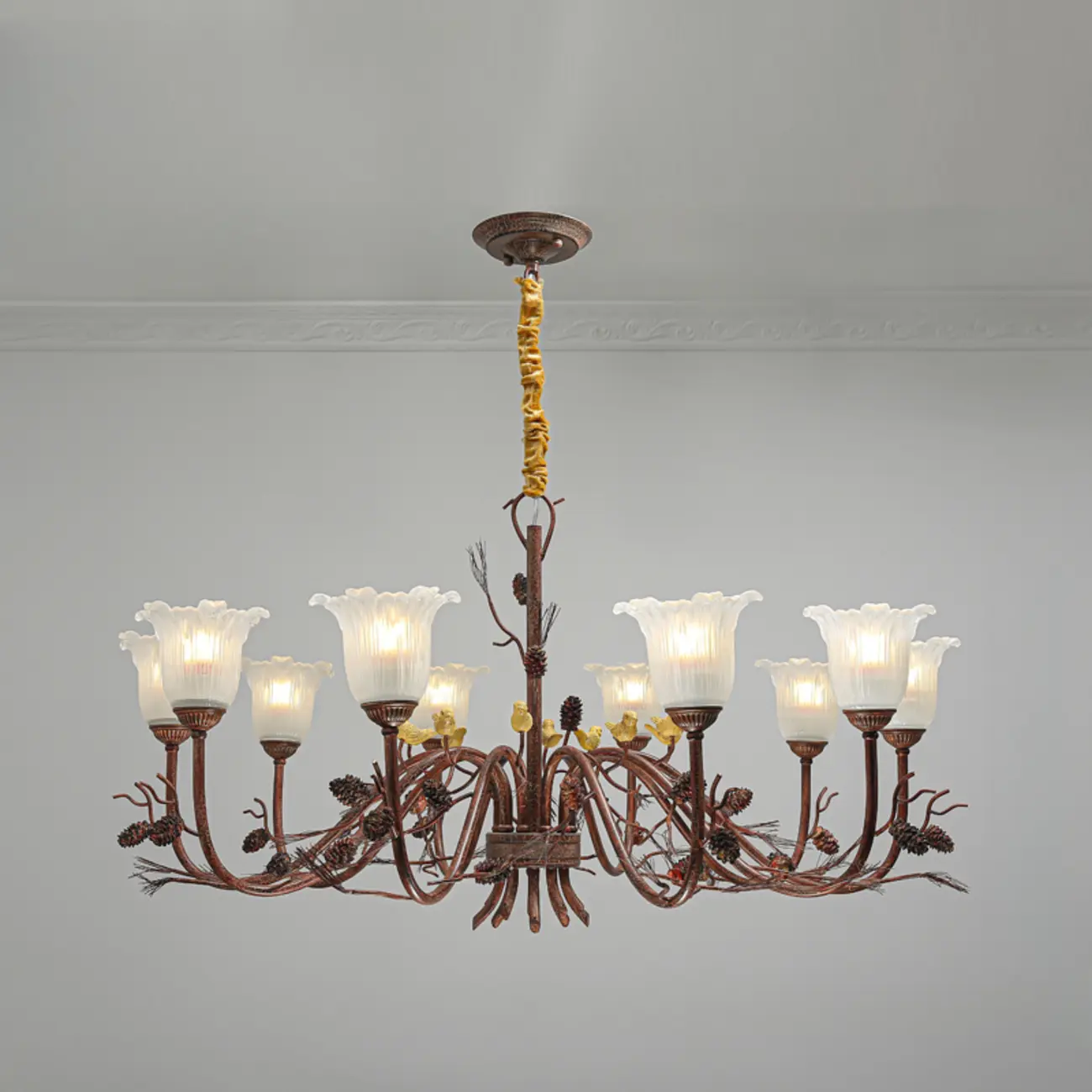 Modern 6-Light Vintage Floral Bell Chandelier Adjustable Height  Image - 3 | homeyfad