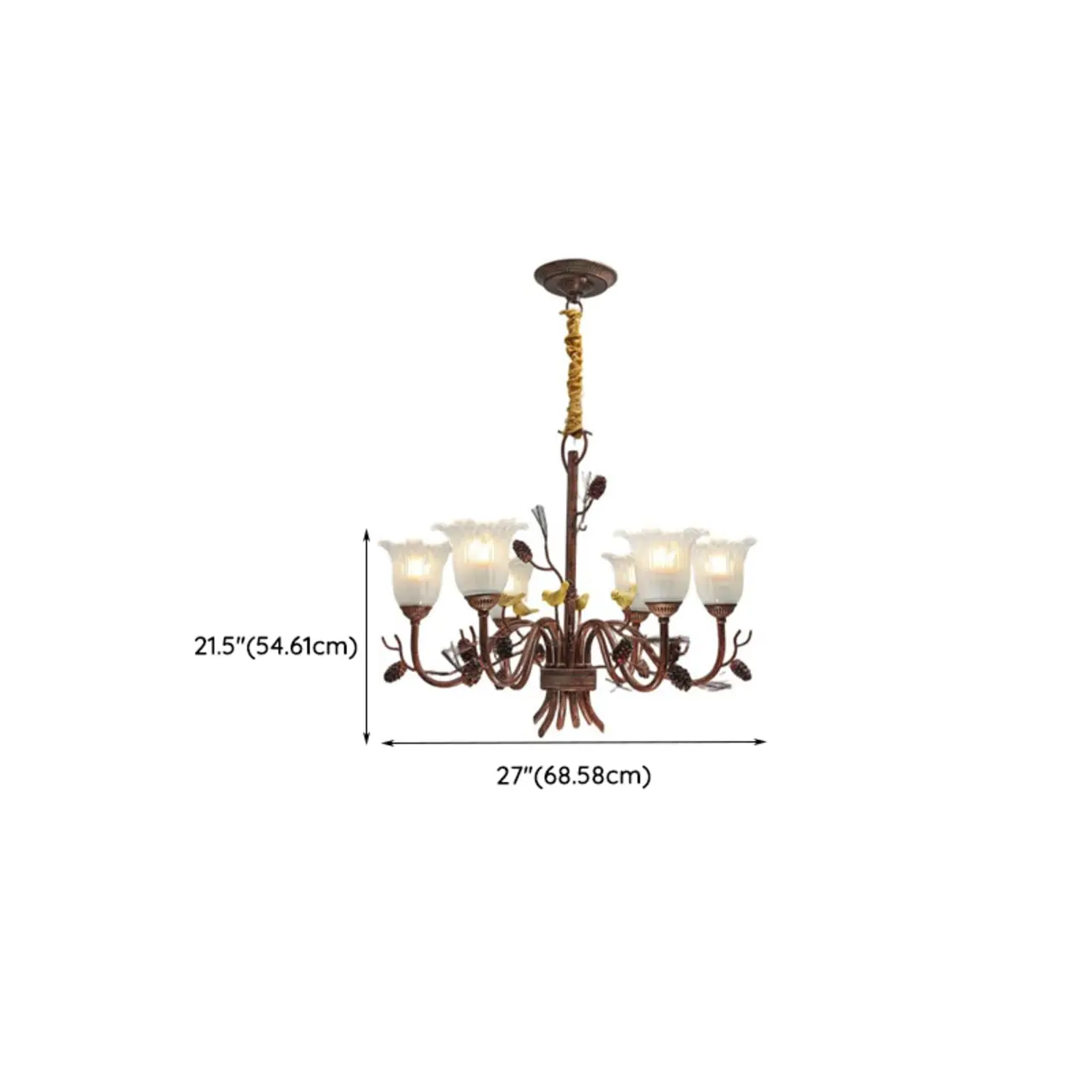 Modern 6-Light Vintage Floral Bell Chandelier Adjustable Height #size