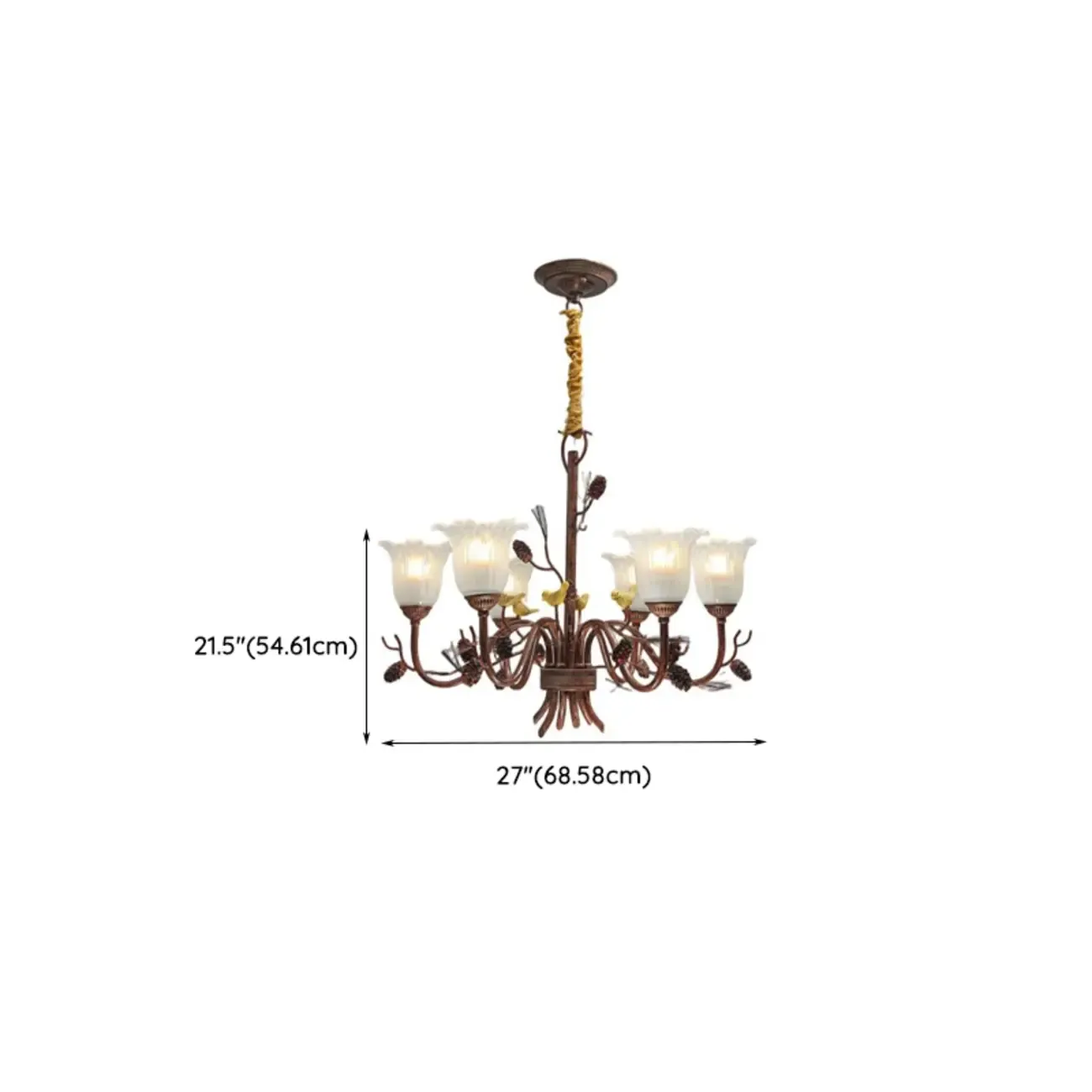 Modern 6-Light Vintage Floral Bell Chandelier Adjustable Height  #size
