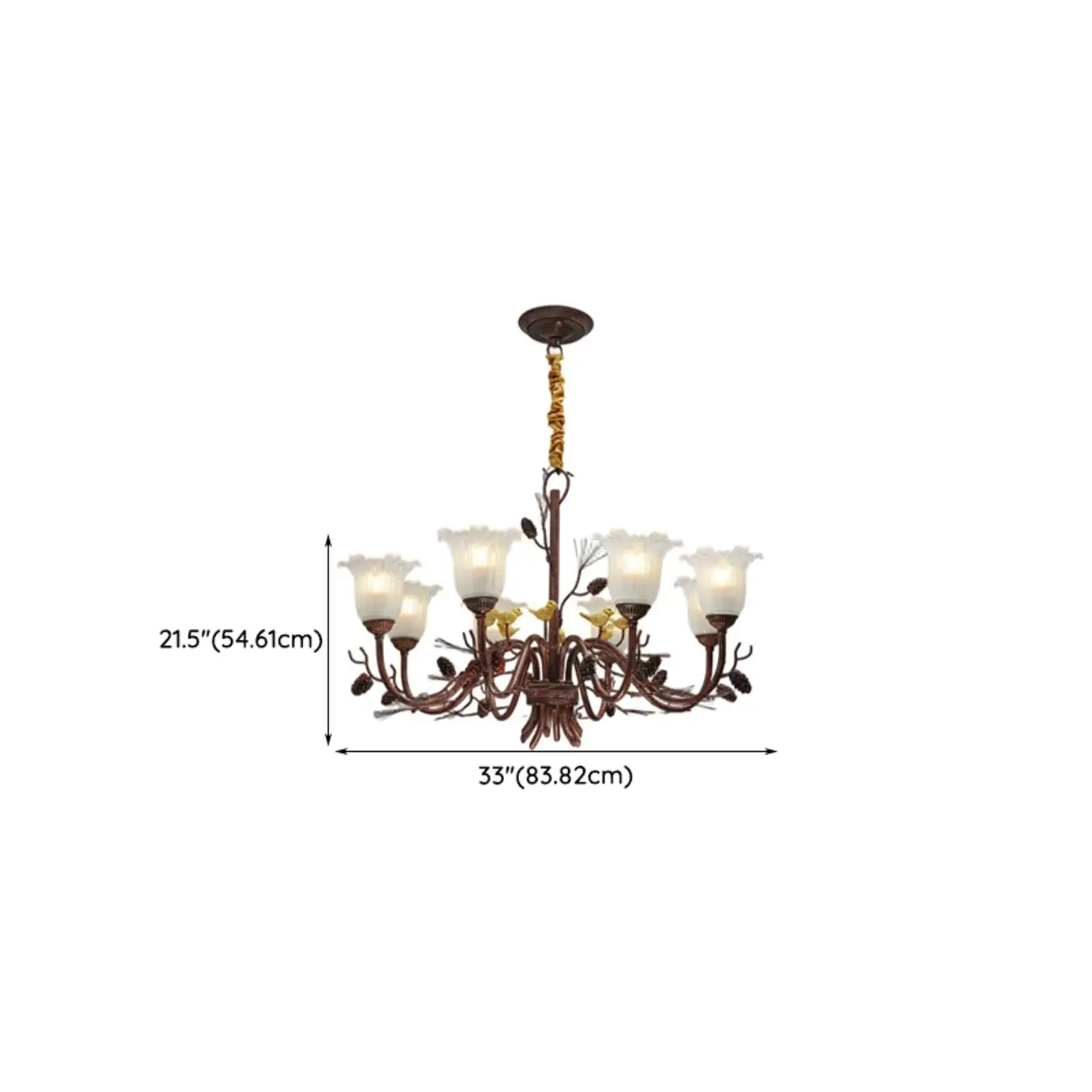 Modern 6-Light Vintage Floral Bell Chandelier Adjustable Height  Image - 12 | homeyfad