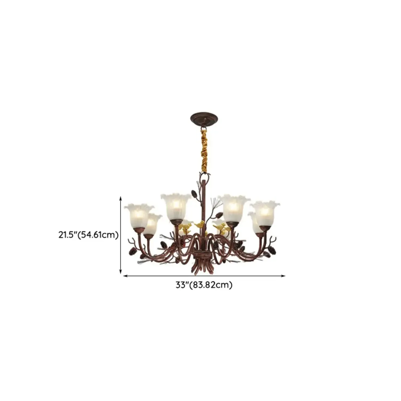Modern 6-Light Vintage Floral Bell Chandelier Adjustable Height  Image - 12