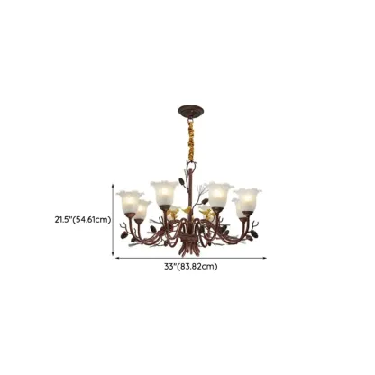 Modern 6-Light Vintage Floral Bell Chandelier Adjustable Height  Image - 12