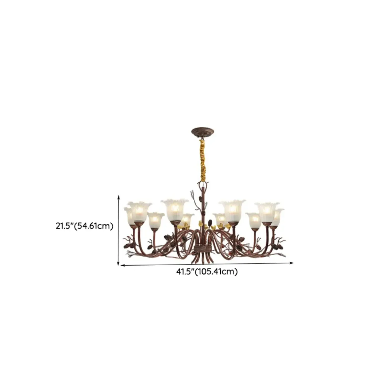 Modern 6-Light Vintage Floral Bell Chandelier Adjustable Height  Image - 13