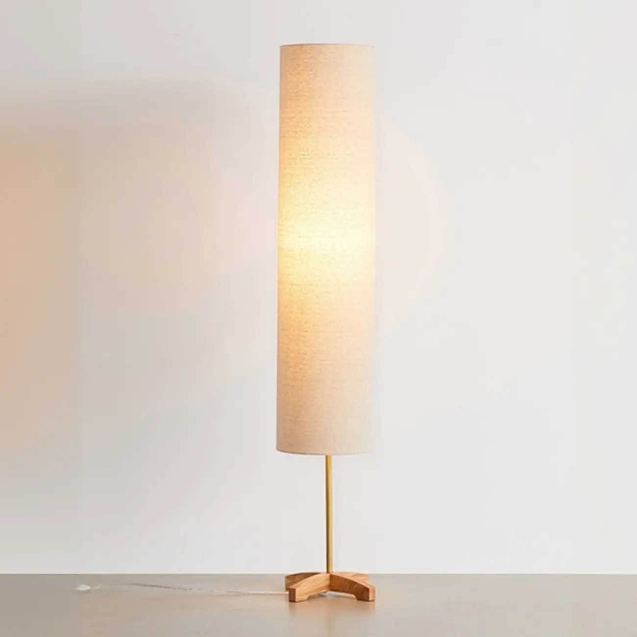 Cylinder Wood Task Floor Lamp in Fabric Shade for Bedroom Image - 2 | homeyfad