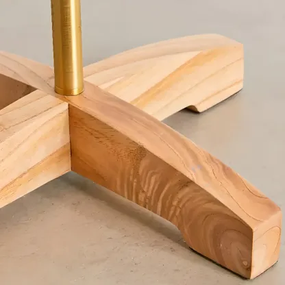 Cylinder Wood Task Floor Lamp in Fabric Shade for Bedroom Image - 6