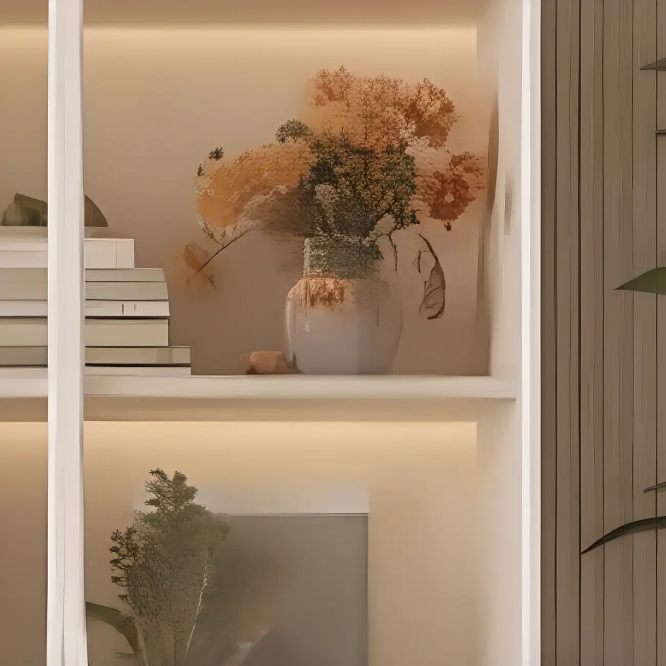 White Modern LLarge Wood Wine Cabinet with Glass Doors Image - 13