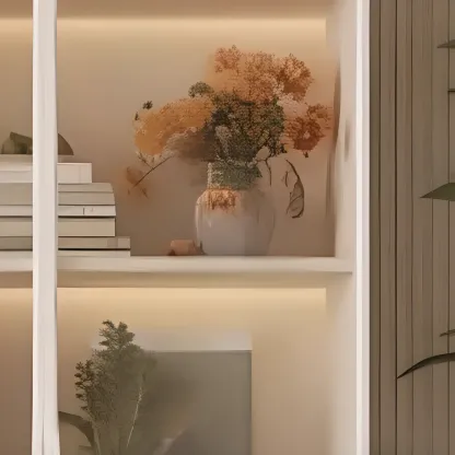 White Modern LLarge Wood Wine Cabinet with Glass Doors Image - 13