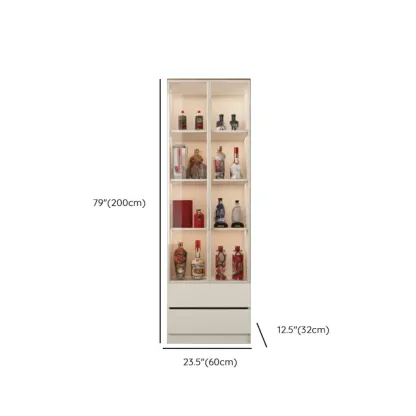 White Modern LLarge Wood Wine Cabinet with Glass Doors Image - 16