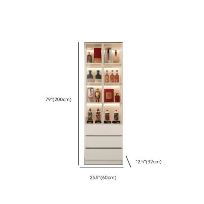 White Modern LLarge Wood Wine Cabinet with Glass Doors Image - 18
